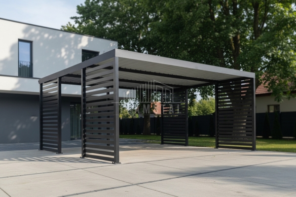 Ogłoszenie - CarPort PREMIUM - wiata samochodowa 5,8x5,5 - antracyt - dodatkowa zabudowa TS1244. Zdjęcie 3