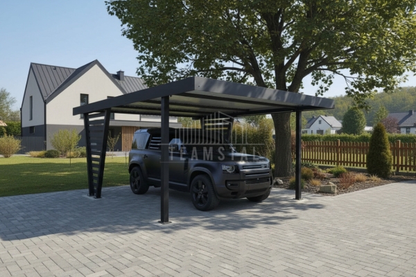 Ogłoszenie - Carport V PREMIUM 4,5x4,5m - Wypełnienie panelami - Wiata samochodowa - antracyt TS1254. Zdjęcie 3
