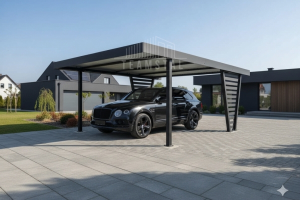 Ogłoszenie - Carport V PREMIUM 4,5x5,5m - Wypełnienie panelami - Wiata samochodowa - antracyt TS1255. Zdjęcie 2