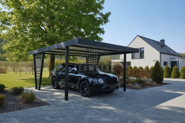 Ogłoszenie - Carport V PREMIUM 4,5x5m - Wypełnienie panelami - Wiata samochodowa - antracyt TS1257. Zdjęcie 2
