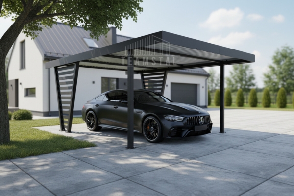 Ogłoszenie - Carport V PREMIUM 5x4,7m - Wypełnienie panelami - Wiata samochodowa - antracyt TS1264. Zdjęcie 2