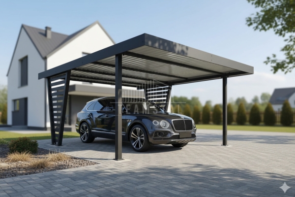Ogłoszenie - Carport V PREMIUM 5x5m - Wypełnienie panelami - Wiata samochodowa - antracyt TS1267. Zdjęcie 3