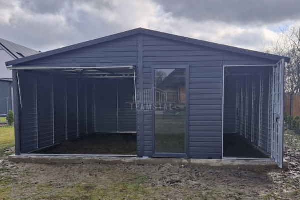 Ogłoszenie - Garaż blaszany 6x5,8m - Brama uchylna - drzwi - okno - antracyt - blachodachówka - dach dwuspadowy TS1145. Zdjęcie 3