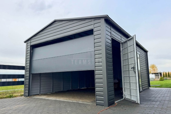 Ogłoszenie - Garaż blaszany 5x6m - brama segmentowa - okno - drzwi - antracyt - dach dwuspadowy - rynny TS1194. Zdjęcie 2