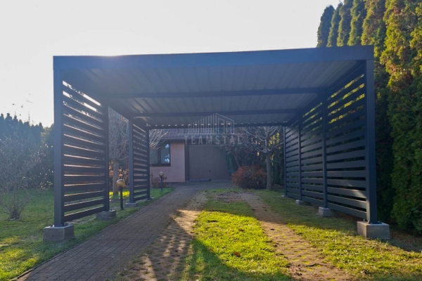 Ogłoszenie - CarPort PREMIUM - wiata samochodowa 5x6 - antracyt - dodatkowa zabudowa TS1223. Zdjęcie 4