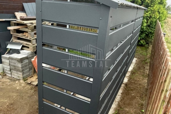 Ogłoszenie - Drewutnia 5x1m - Wiata Śmietnikowa - antracyt - dach spad w tył - ścianka działowa TS1233. Zdjęcie 2