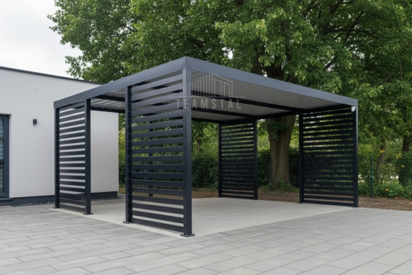 Ogłoszenie - CarPort PREMIUM - wiata samochodowa 4,5x5,5 - antracyt - dodatkowa zabudowa TS1242. Zdjęcie 2