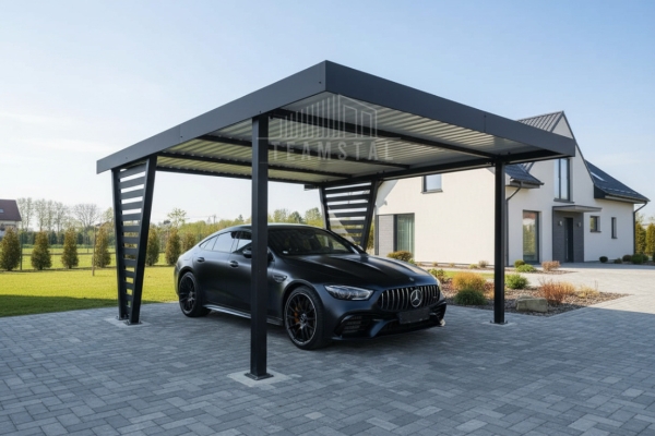 Ogłoszenie - Carport V PREMIUM 4,5x4,5m - Wypełnienie panelami - Wiata samochodowa - antracyt TS1253. Zdjęcie 3