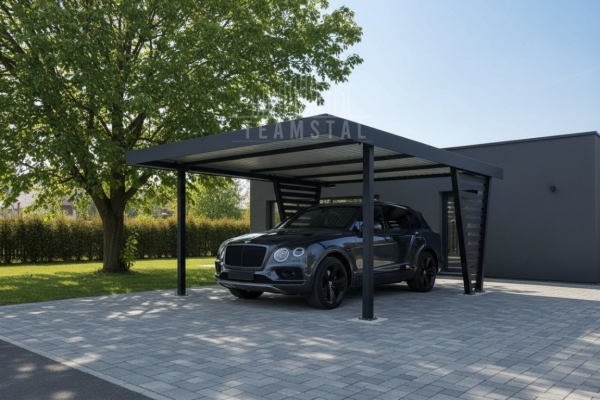 Ogłoszenie - Carport V PREMIUM 4,5x5,5m - Wypełnienie panelami - Wiata samochodowa - antracyt TS1255. Zdjęcie 3