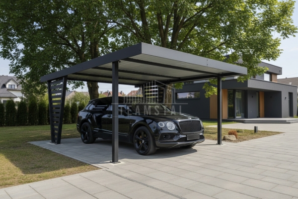 Ogłoszenie - Carport V PREMIUM 4,5x5m - Wypełnienie panelami - Wiata samochodowa - antracyt TS1257. Zdjęcie 3