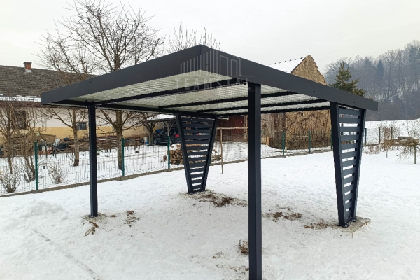 Ogłoszenie - Carport V PREMIUM 4x5m - Wypełnienie panelami - Wiata samochodowa - antracyt TS1261. Zdjęcie 3