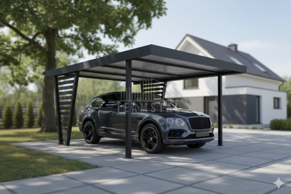 Ogłoszenie - Carport V PREMIUM 5x5m - Wypełnienie panelami - Wiata samochodowa - antracyt TS1267. Zdjęcie 2