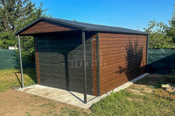 Ogłoszenie - Schowek - domek ogrodowy Garaż 3,5x4m - wiata 0,5m brama dwuskrzydłowa okno drewnopodobny rynny TS1137. Zdjęcie 2