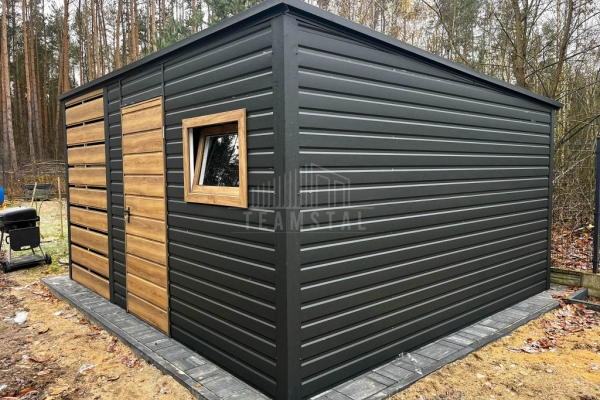 Ogłoszenie - Schowek - domek ogrodowy 2,5x3m - wiata 1,5m - drzwi - okno - antracyt - winchester - drewnopodobnyTS1198. Zdjęcie 3