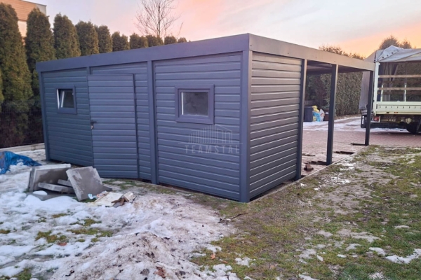 Ogłoszenie - Carport PREMIUM z pomieszczeniem gospodarczym - Wiata samochodowa 7x5m - antracyt spad w bok TS1250. Zdjęcie 4