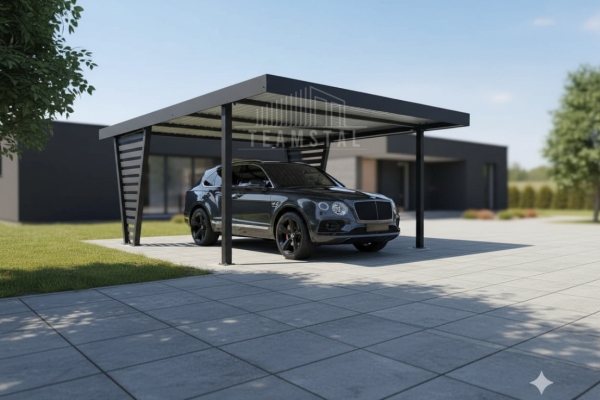 Ogłoszenie - Carport V PREMIUM 4,5x4,5m - Wypełnienie panelami - Wiata samochodowa - antracyt TS1253. Zdjęcie 2