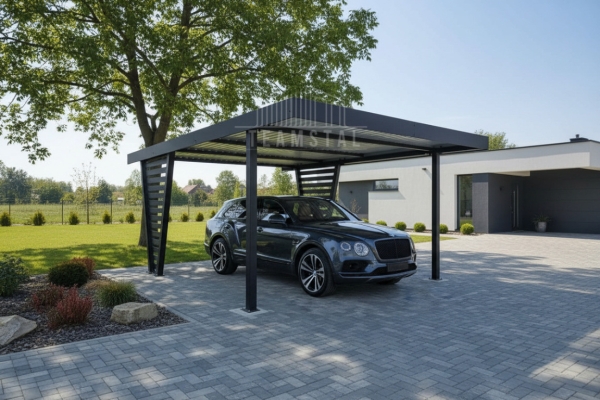 Ogłoszenie - Carport V PREMIUM 4x5m - Wypełnienie panelami - Wiata samochodowa - antracyt TS1262. Zdjęcie 5