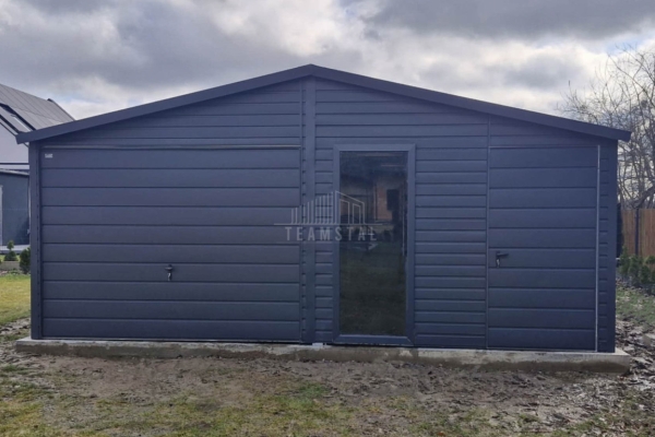 Ogłoszenie - Garaż blaszany 6x5,8m - Brama uchylna - drzwi - okno - antracyt - blachodachówka - dach dwuspadowy TS1145. Zdjęcie 2