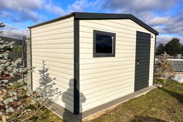 Ogłoszenie - Schowek - domek ogrodowy 4x2m - drzwi - okno - biały - antracyt - dach dwuspadowy  TS1232. Zdjęcie 6