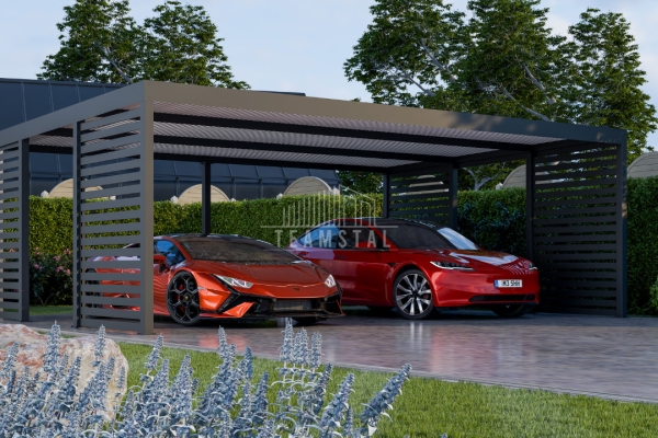Ogłoszenie - CarPort PREMIUM - wiata samochodowa 7x5 - antracyt - dodatkowa zabudowa TS1110. Zdjęcie 6