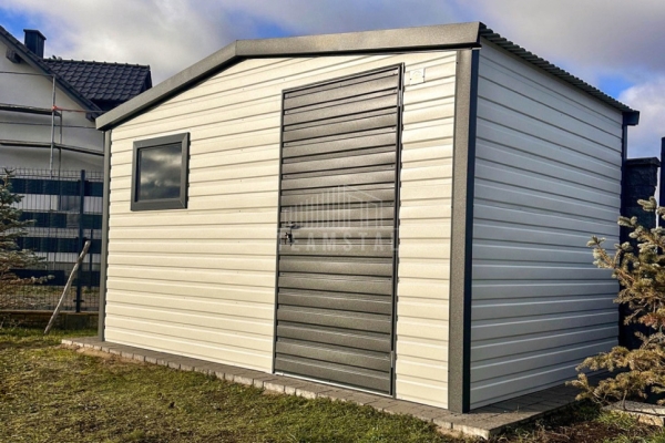 Ogłoszenie - Schowek - domek ogrodowy 4x2m - drzwi - okno - biały - antracyt - dach dwuspadowy  TS1232. Zdjęcie 4