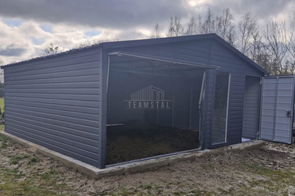 Ogłoszenie - Garaż blaszany 6x5,8m - Brama uchylna - drzwi - okno - antracyt - blachodachówka - dach dwuspadowy TS1145. Zdjęcie 5