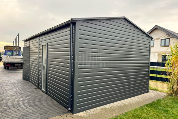 Ogłoszenie - Garaż blaszany 5x6m - brama segmentowa - okno - drzwi - antracyt - dach dwuspadowy - rynny TS1194. Zdjęcie 8