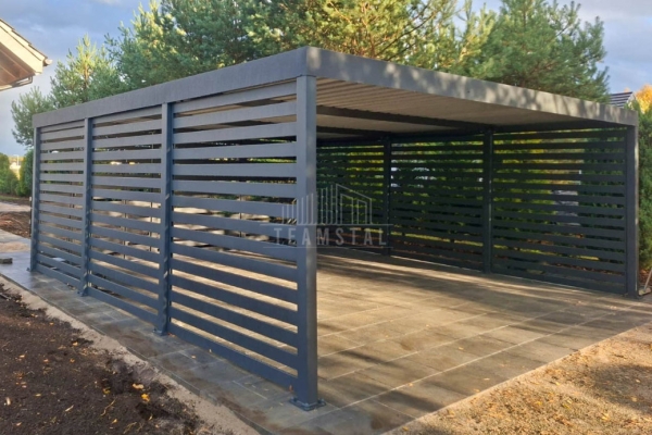Ogłoszenie - CarPort PREMIUM - wiata samochodowa 6x6 - antracyt - dodatkowa zabudowa TS1143. Zdjęcie 5