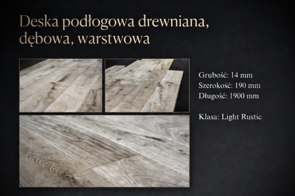 Ogłoszenie - Sprzedam drewnianą deskę podłogową, dębową, warstwową. Zdjęcie 1