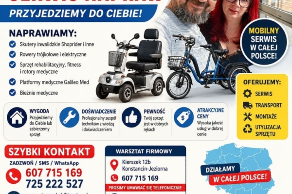 Ogłoszenie - Dojazdowy Serwis Naprawy Skuterów Inwalidzkich Shoprider, Rowerów Trójkołowych. Zdjęcie 1