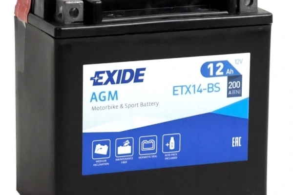 Ogłoszenie - Akumulator MOTO 12Ah 200A EXIDE ETX14-BS L+. Zdjęcie 1