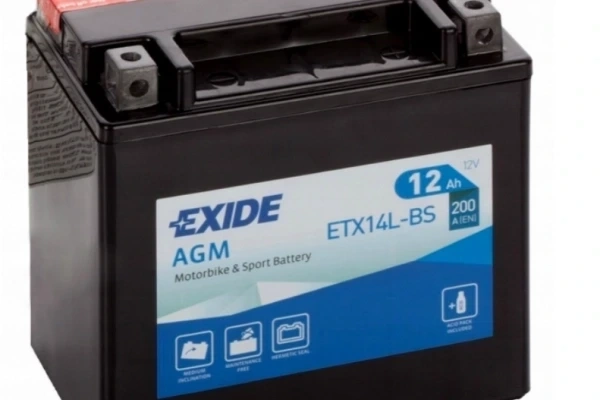 Ogłoszenie - Akumulator MOTO 12Ah 200A EXIDE ETX14L-BS P+. Zdjęcie 1