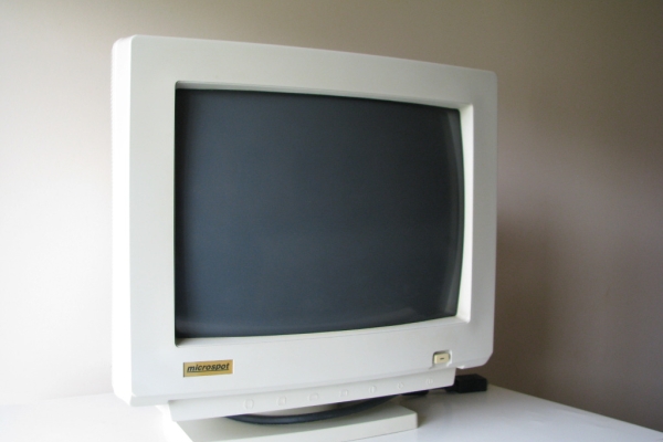 Ogłoszenie - Monitor do komputera CRT Microspot, 14 cali, 1995r. Retro Gaming PC DOS SVGA. Zdjęcie 4