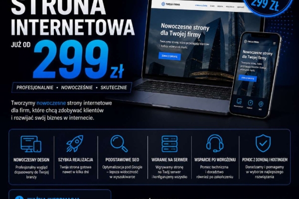 Ogłoszenie - Profesjonalna strona internetowa za 299 zł | Faktura. Zdjęcie 1