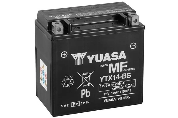 Ogłoszenie - Akumulator motocyklowy 12,6Ah 200A YUASA YTX14-BS AGM. Zdjęcie 1