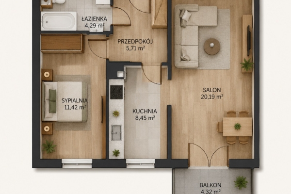 Ogłoszenie - 2pok, 50met, Okolice Trockiej BALKON/MP/2021 (Wrocław). Zdjęcie 1