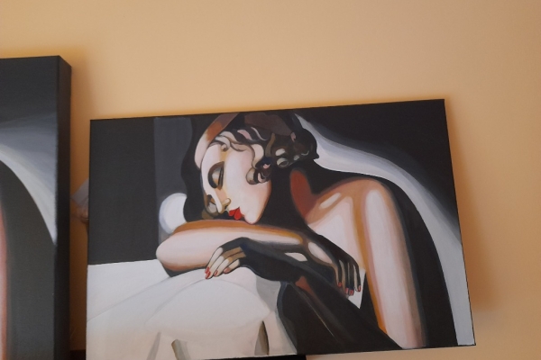 Ogłoszenie - Sprzedam obraz malowany ręcznie - tamara łempicka - śpiąca. Zdjęcie 1