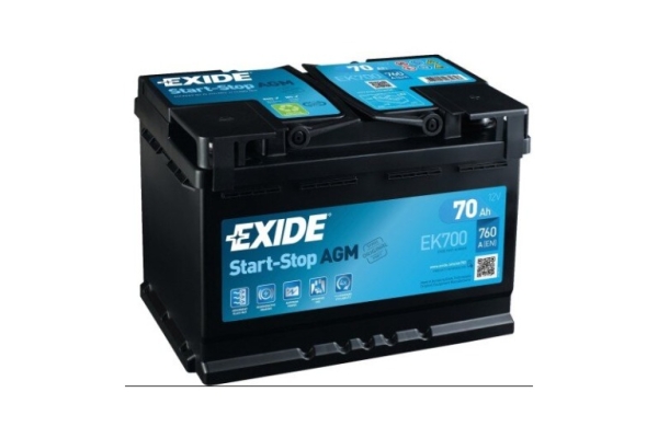 Ogłoszenie - Akumulator 70Ah 760A EXIDE agm start&stop EK700. Zdjęcie 1