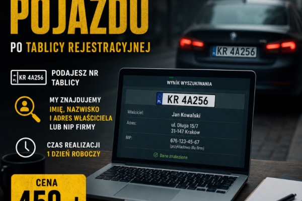 Ogłoszenie - 🚗 Sprawdź właściciela pojazdu po tablicy – Szybkie ustalenia w 24h. Zdjęcie 1
