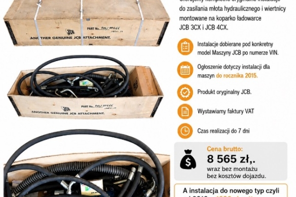 Ogłoszenie - Instalacja hydrauliczna JCB 3CX / 4CX do młota i wiertnicy – stary typ do 2015 r. / nowy typ od 2016 r.. Zdjęcie 1