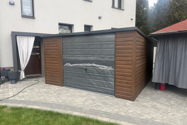 Ogłoszenie - Garaż blaszany 4x4 drewnopodobny złoty dąb grafit spad na tył PRODUCENT. Zdjęcie 2