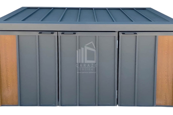 Ogłoszenie - Zabudowa koszy na śmieci wiata śmietnikowa obudowa kubłów 177x65x110 cm 3x120L antracyt + jasny orzech ID1151. Zdjęcie 1