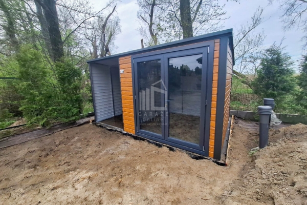 Ogłoszenie - Schowek - Domek Ogrodowy PREMIUM 2,5x2,5m - wiata 1,5m - drzwi PCV Drewnopodobny dach Spad w tył ID1017. Zdjęcie 2