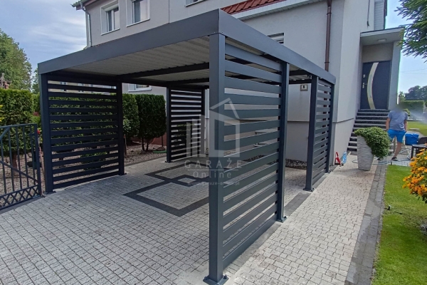 Ogłoszenie - CarPort PREMIUM - wiata samochodowa 4x5 - antracyt - dodatkowa zabudowa ID1032. Zdjęcie 3