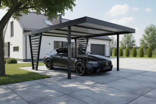 Ogłoszenie - Carport V PREMIUM 5x4,7m - Wypełnienie panelami - Wiata samochodowa - antracyt ID1194. Zdjęcie 2