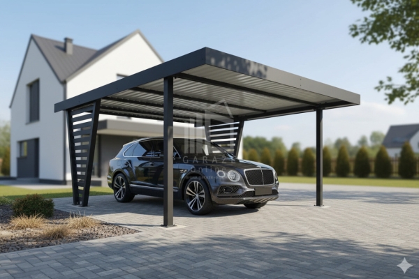 Ogłoszenie - Carport V PREMIUM 5x5m - Wypełnienie panelami - Wiata samochodowa - antracyt ID1197. Zdjęcie 4