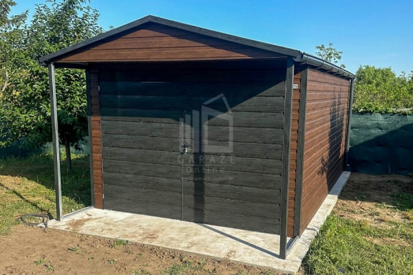 Ogłoszenie - Schowek - domek ogrodowy Garaż 3,5x4m - wiata 0,5m - brama dwuskrzydłowa - okno - drewnopodobny rynny ID1059. Zdjęcie 2