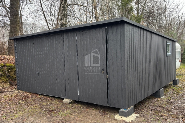 Ogłoszenie - Garaż blaszany 5x6m - brama uchylna - drzwi - okno - antracyt - dach spad w tył ID1064. Zdjęcie 2