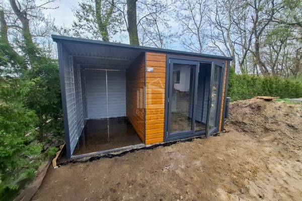 Ogłoszenie - Schowek - Domek Ogrodowy PREMIUM 2,5x2,5m - wiata 1,5m - drzwi PCV Drewnopodobny dach Spad w tył ID1017. Zdjęcie 3