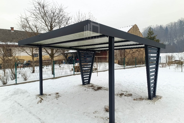 Ogłoszenie - Carport V PREMIUM 4x5m - Wypełnienie panelami - Wiata samochodowa - antracyt ID1191. Zdjęcie 3